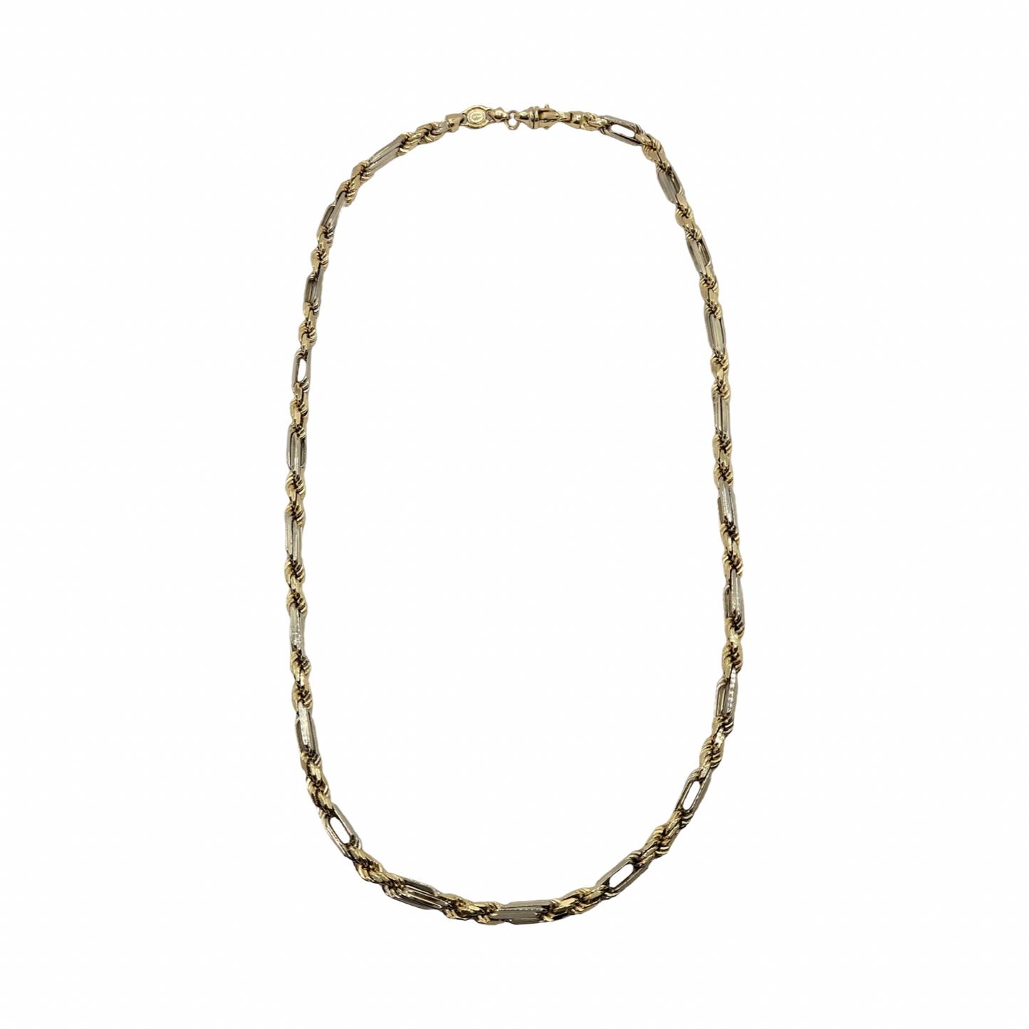 Estate Jewelry 14K Yellow and White Gold Milano Figarope Chain 26.5"