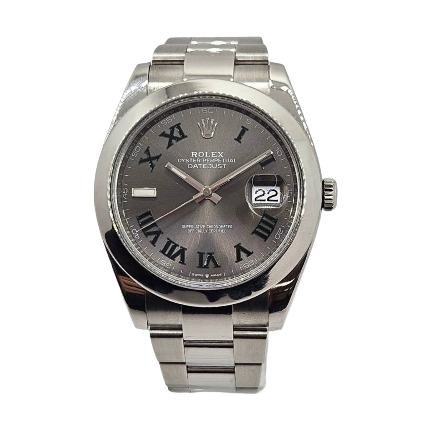 Rolex Datejust 41 "Wimbledon" Slate Grey/Green Roman Dial Oystersteel Oyster Bracelet 126300 C.2022