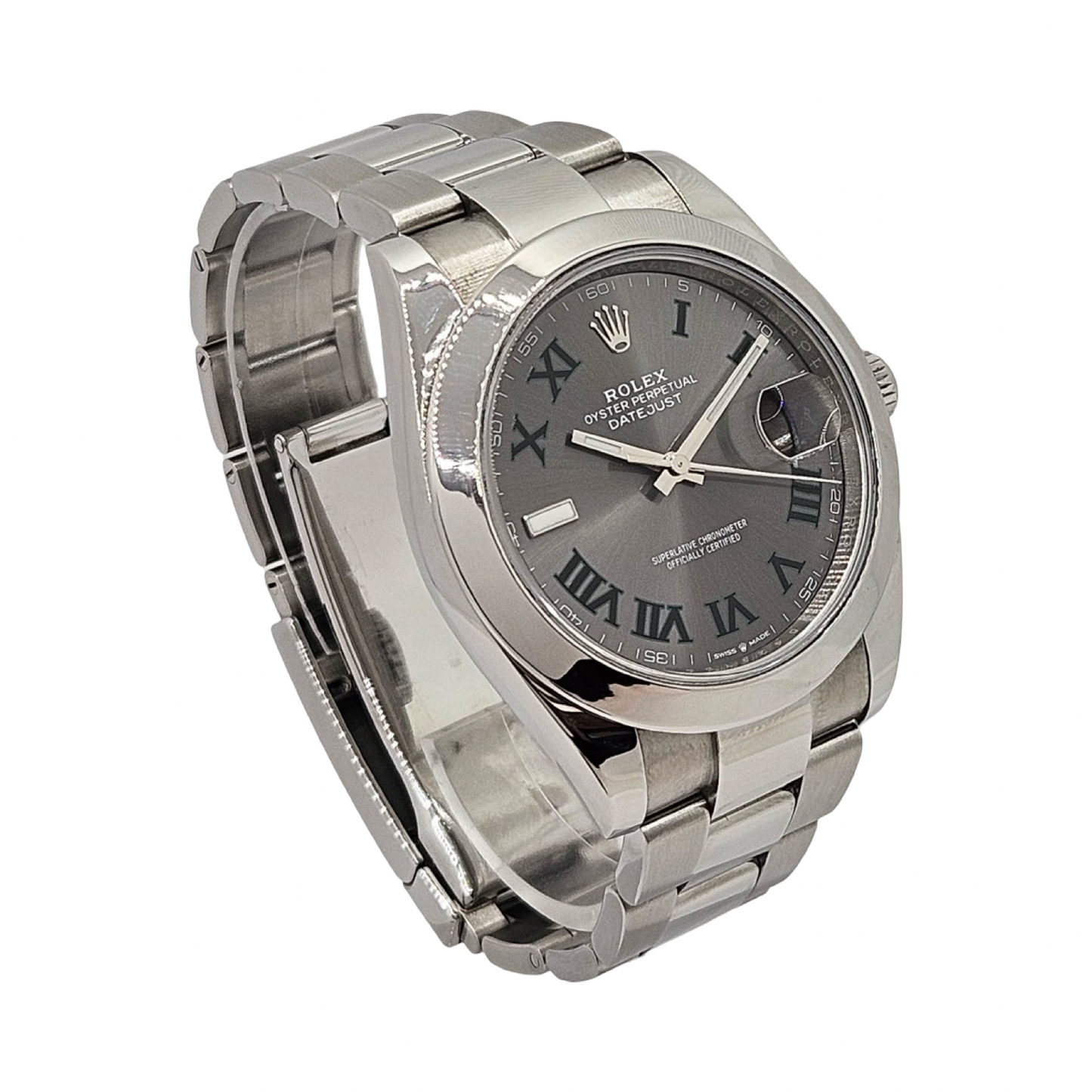 Rolex Datejust 41 "Wimbledon" Slate Grey/Green Roman Dial Oystersteel Oyster Bracelet 126300 C.2022