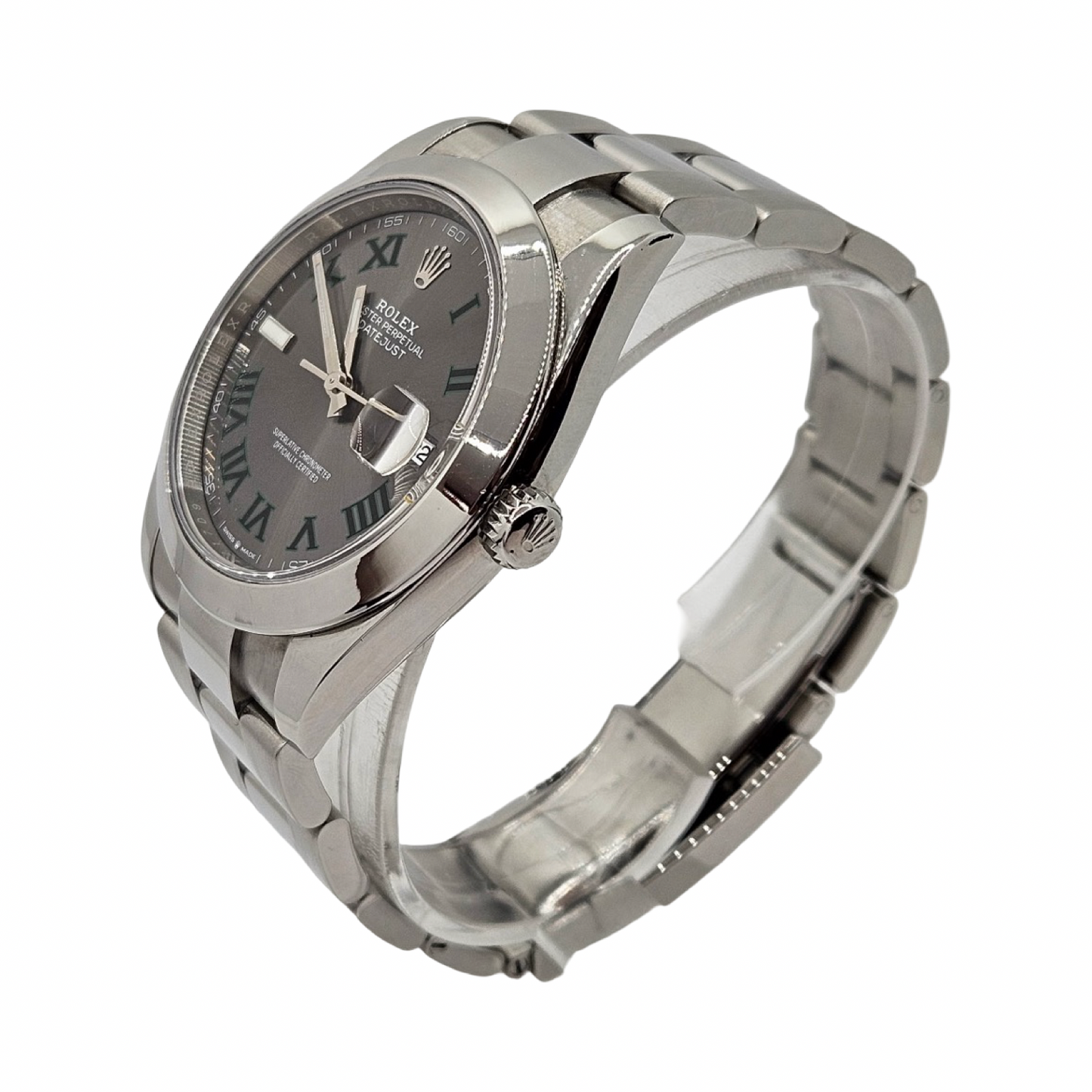 Rolex Datejust 41 "Wimbledon" Slate Grey/Green Roman Dial Oystersteel Oyster Bracelet 126300 C.2022