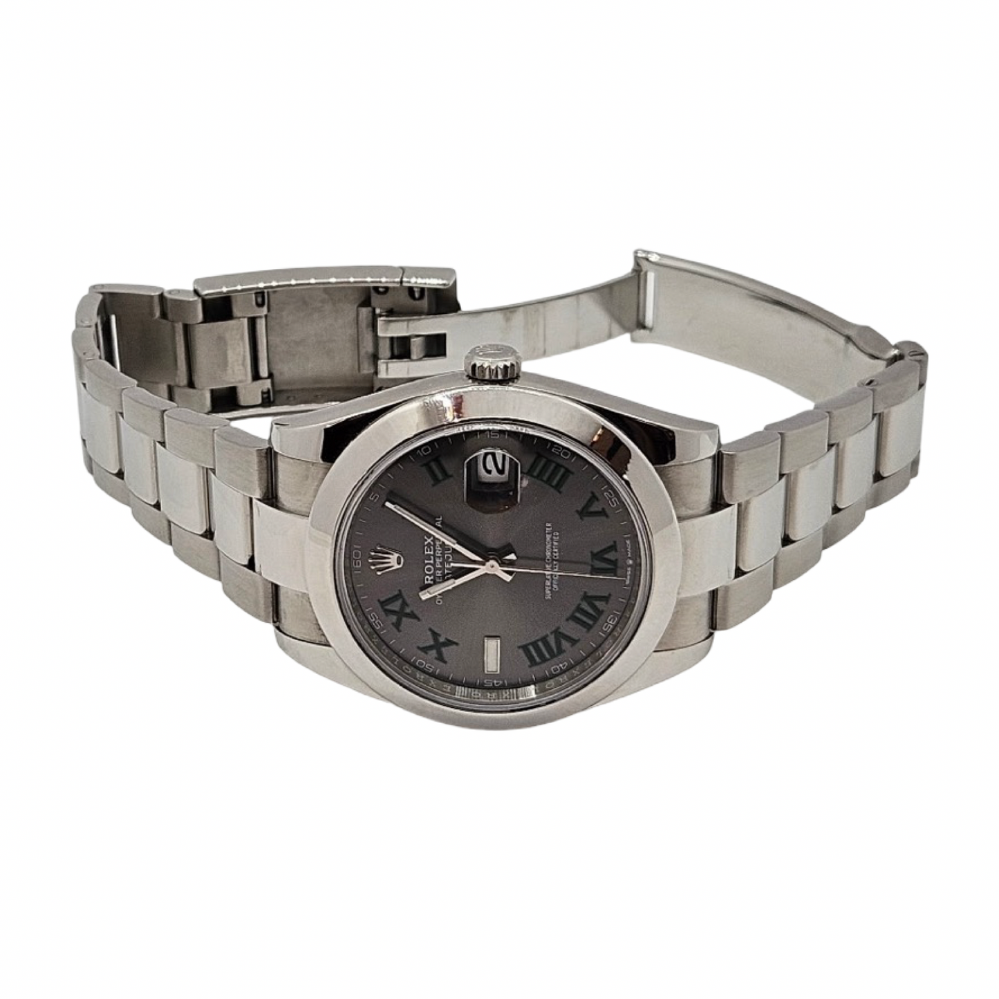 Rolex Datejust 41 "Wimbledon" Slate Grey/Green Roman Dial Oystersteel Oyster Bracelet 126300 C.2022