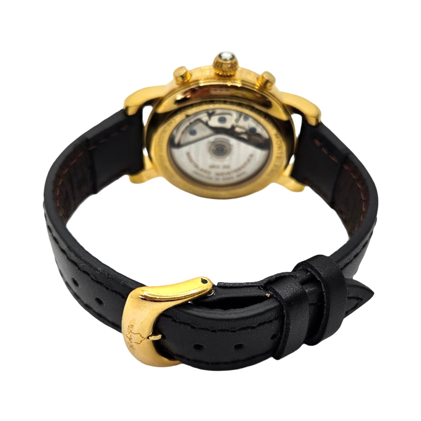Montblanc Mesiterstuck Star Collection 38mm Automatic Chronograph Day Date Goldplated Stainless Steel Black Dial Ref.7001