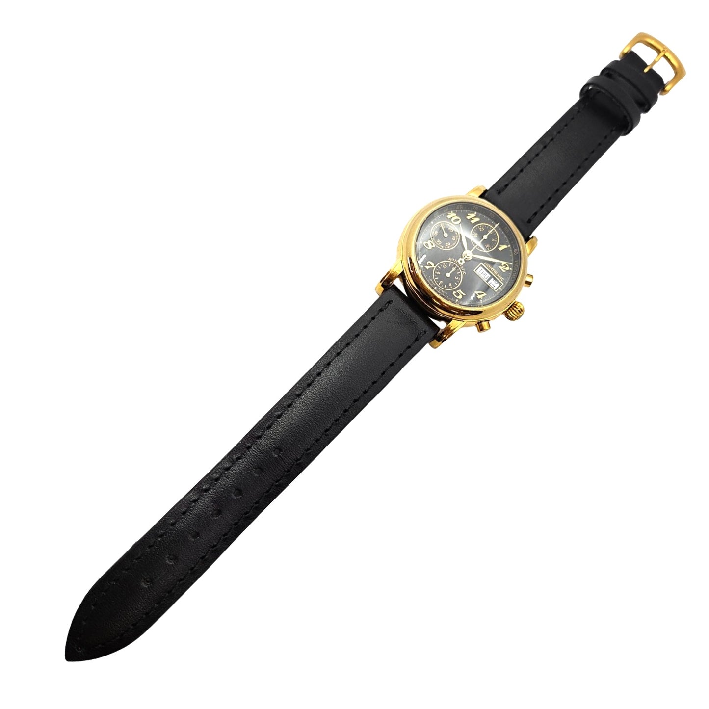 Montblanc Mesiterstuck Star Collection 38mm Automatic Chronograph Day Date Goldplated Stainless Steel Black Dial Ref.7001