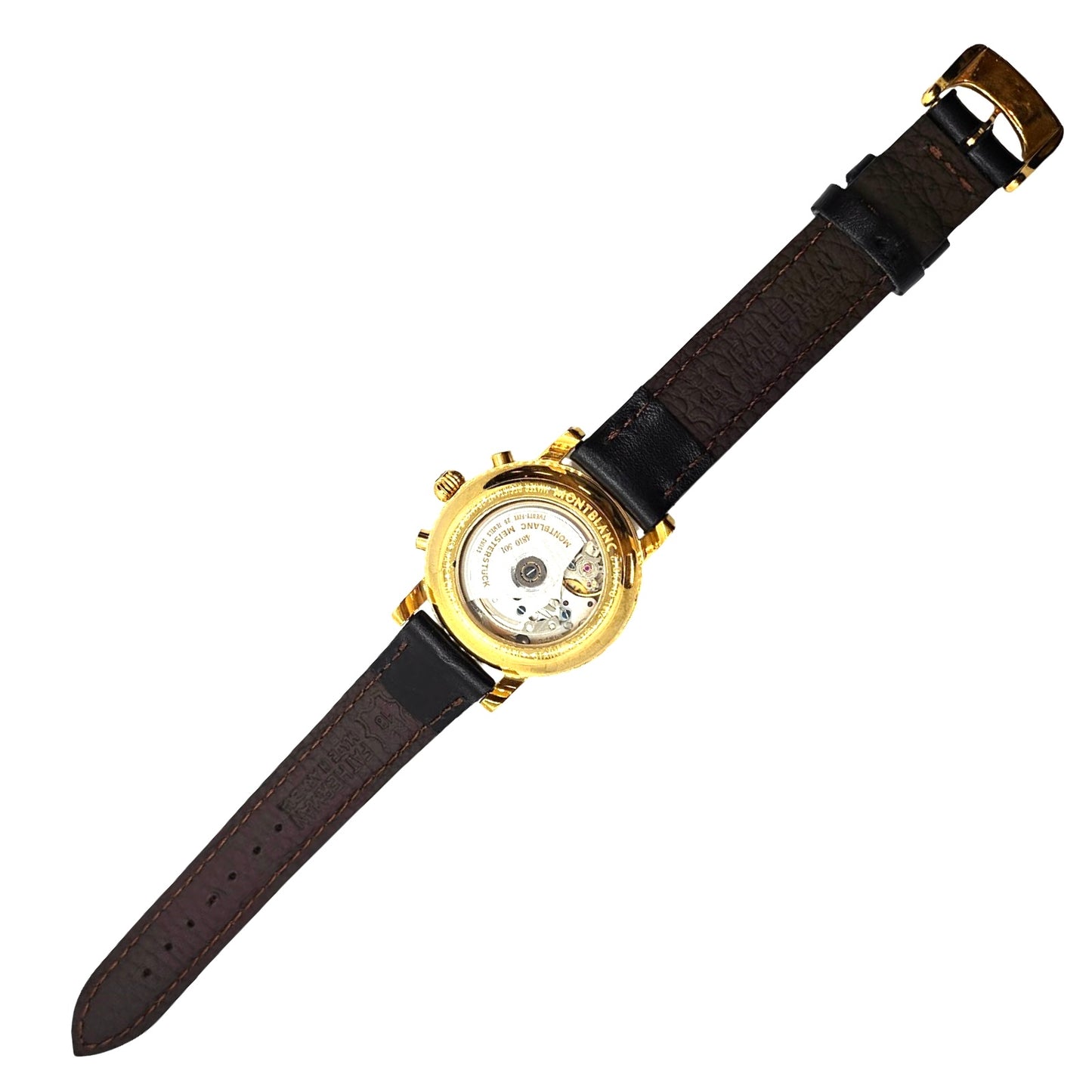 Montblanc Mesiterstuck Star Collection 38mm Automatic Chronograph Day Date Goldplated Stainless Steel Black Dial Ref.7001