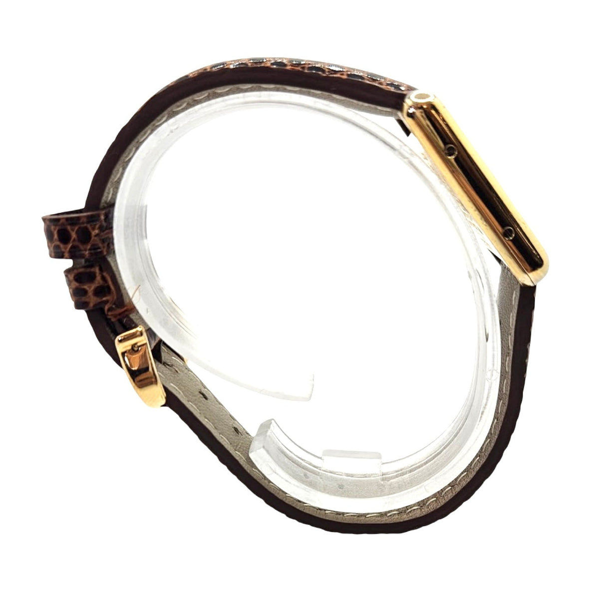 Cartier Must De Cartier Vermeil Tank Quartz Argent 925 Brown Leather Strap 5057001