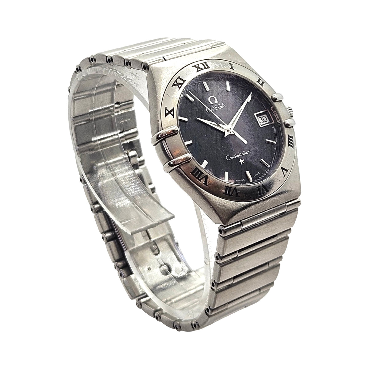 Omega Constellation Manhattan 33.5mm Quartz Charcoal Grey Dial Stainless Steel Bracelet 1512.40.00