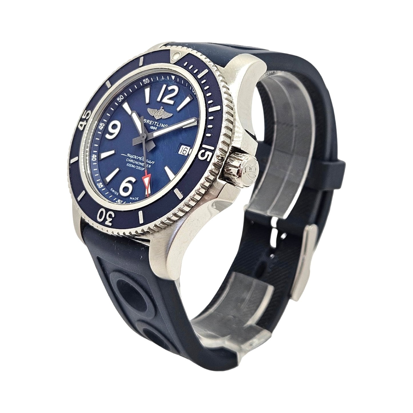 Breitling Superocean 44mm Automatic Blue Dial Blue  Diver Pro Rubber Strap A17367