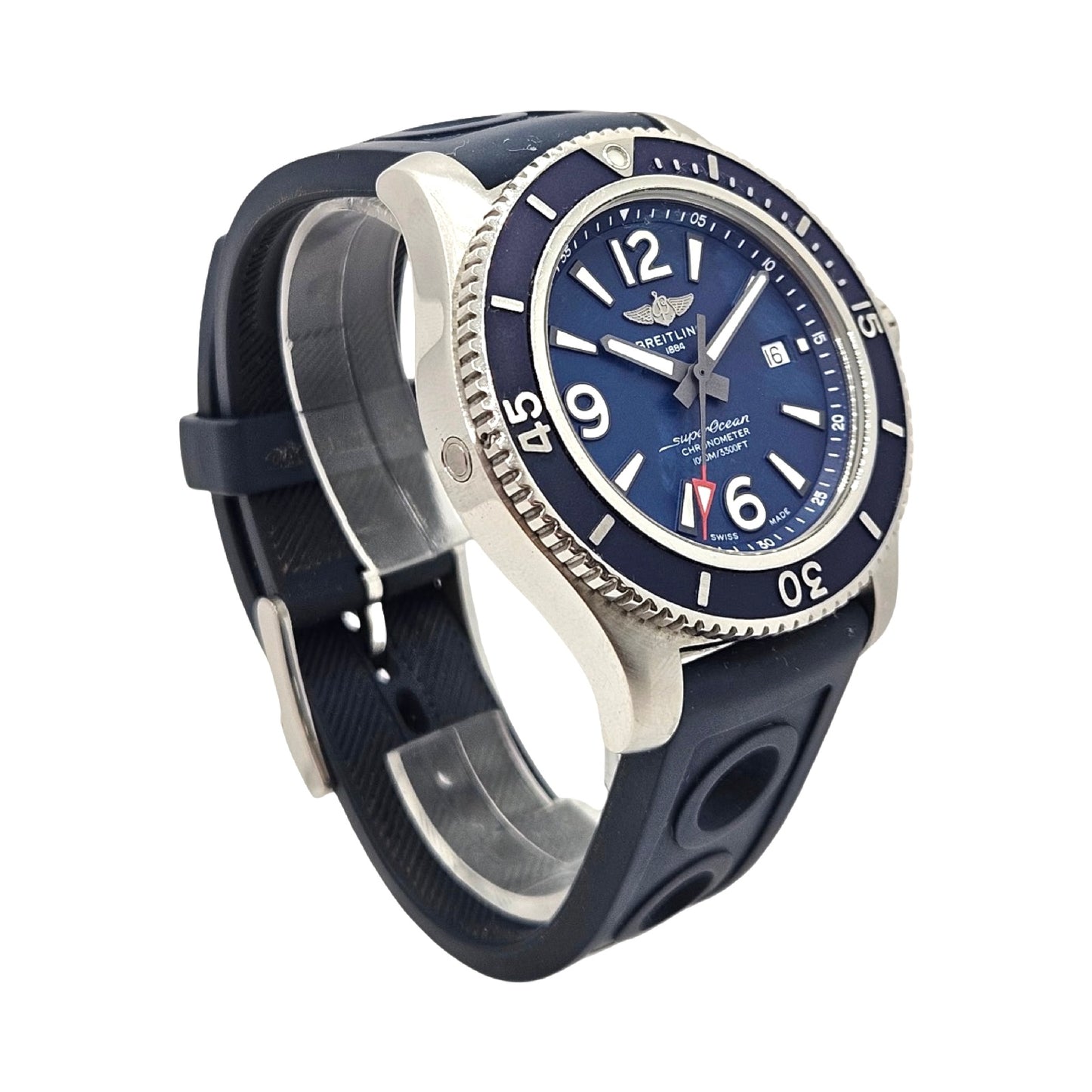 Breitling Superocean 44mm Automatic Blue Dial Blue  Diver Pro Rubber Strap A17367