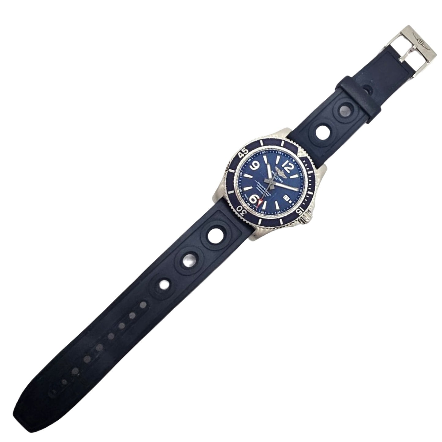 Breitling Superocean 44mm Automatic Blue Dial Blue  Diver Pro Rubber Strap A17367