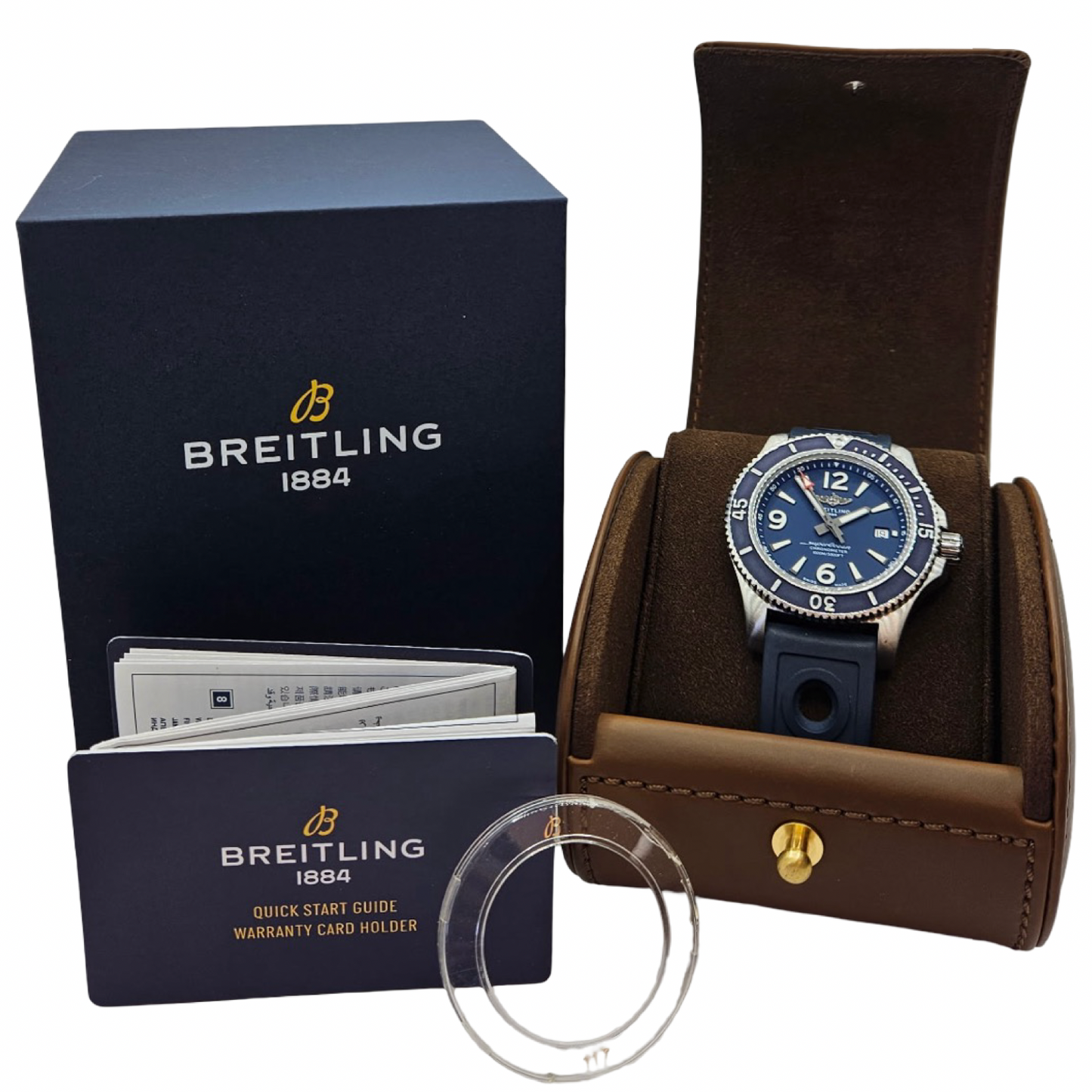 Breitling Superocean 44mm Automatic Blue Dial Blue  Diver Pro Rubber Strap A17367