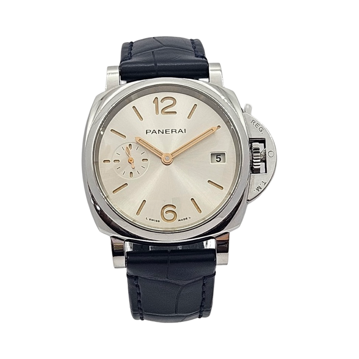 Panerai Luminor Due 38mm Automatic Ivory Dial Blue Croco Strap PAM01248/ OP7603