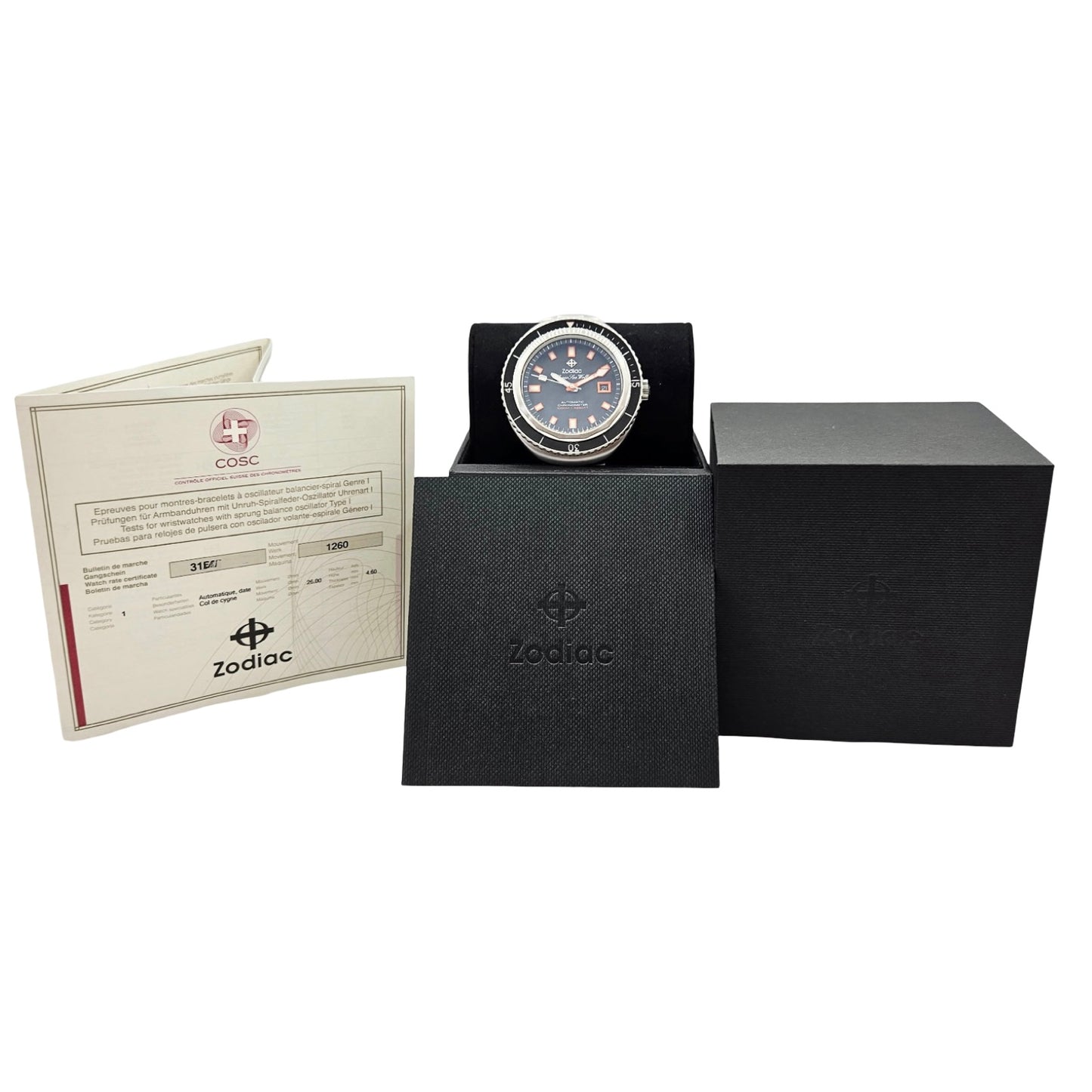 Zodiac Super Sea Wolf 68 Saturation 1000M Diver 44mm Automatic Chronometer Black Dial Steel Z09509