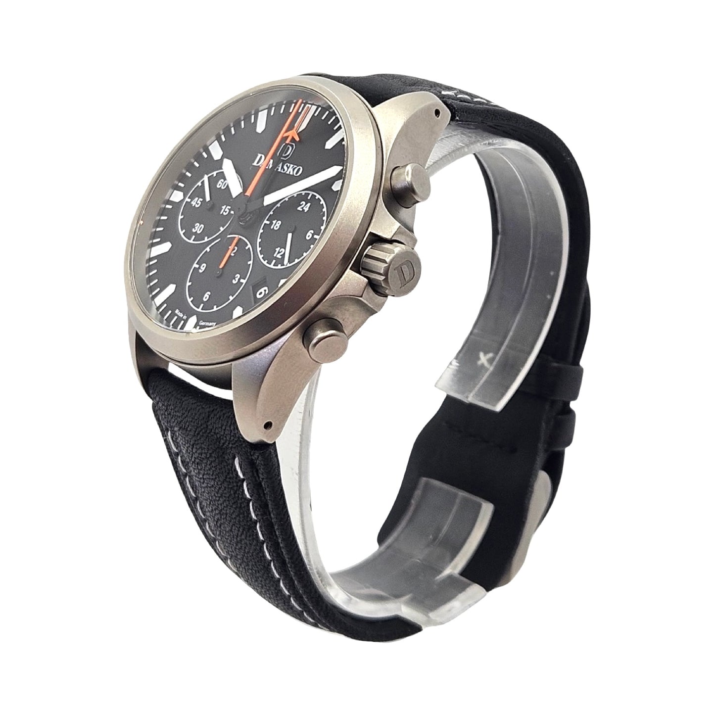 Damasko DC76 Automatic Chronograph 41mm Black Calfskin Leather Strap