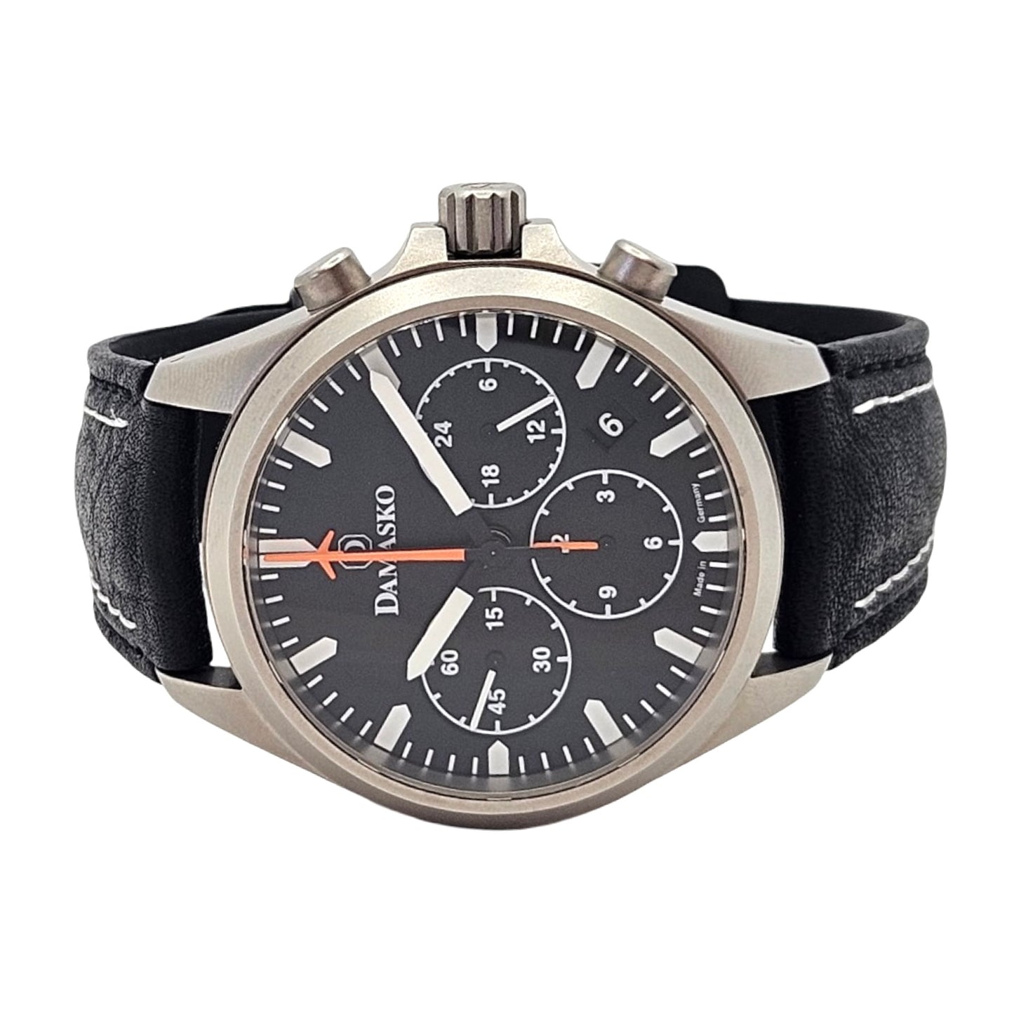 Damasko DC76 Automatic Chronograph 41mm Black Calfskin Leather Strap