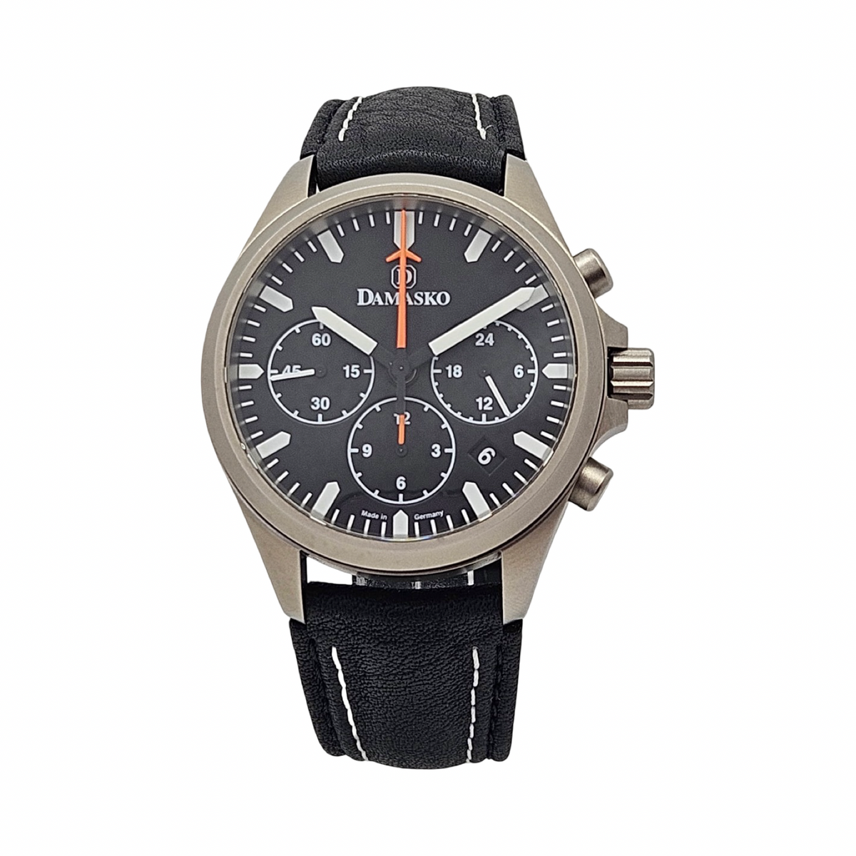 Damasko DC76 Automatic Chronograph 41mm Black Calfskin Leather Strap