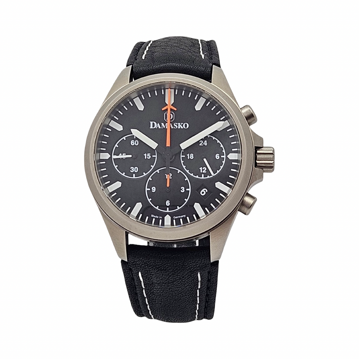 Damasko DC76 Automatic Chronograph 41mm Black Calfskin Leather Strap