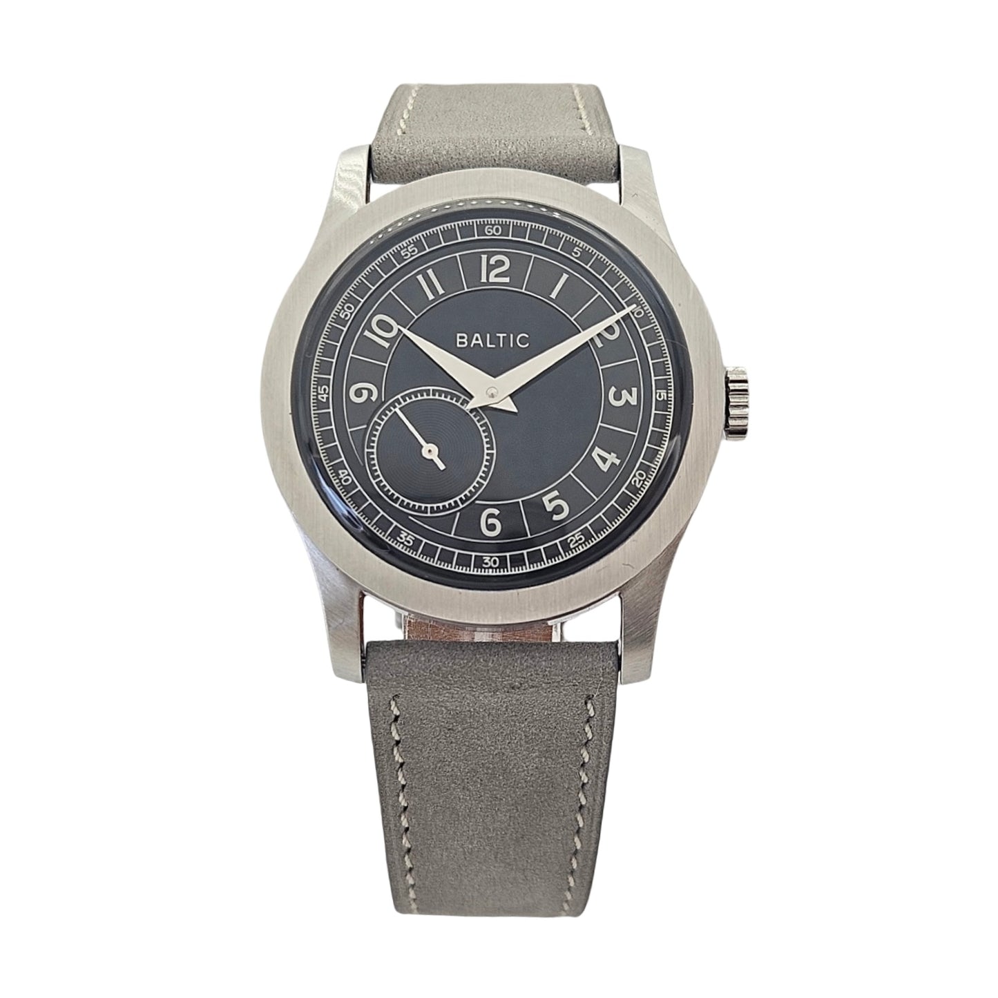 Baltic Mr Roulette Black Dial 36mm Automatic Stitched Light Grey Leather Strap