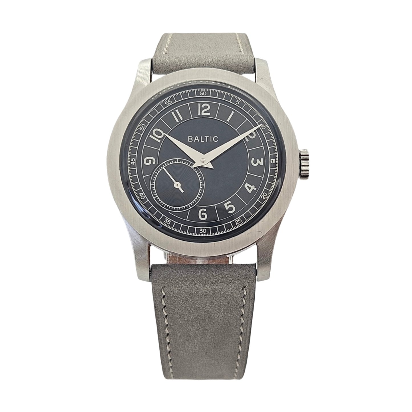 Baltic Mr Roulette Black Dial 36mm Automatic Stitched Light Grey Leather Strap