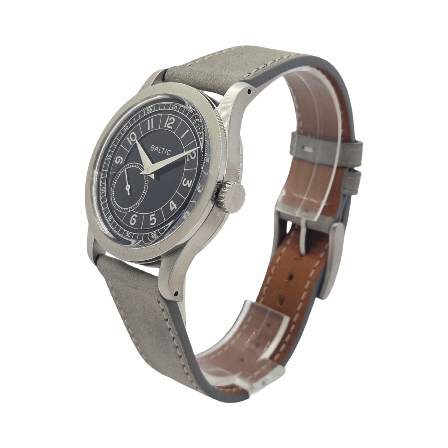 Baltic Mr Roulette Black Dial 36mm Automatic Stitched Light Grey Leather Strap