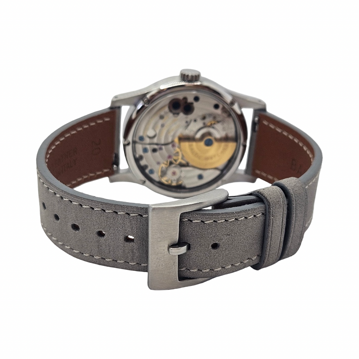 Baltic Mr Roulette Black Dial 36mm Automatic Stitched Light Grey Leather Strap