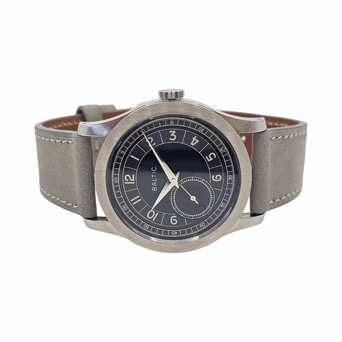 Baltic Mr Roulette Black Dial 36mm Automatic Stitched Light Grey Leather Strap