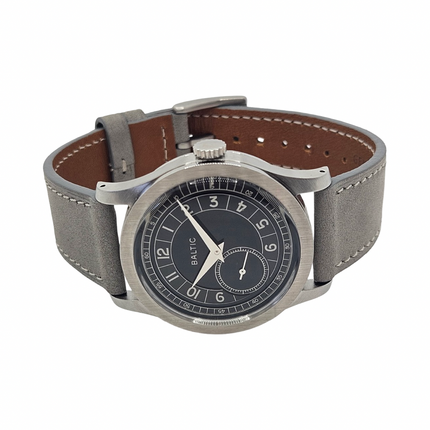Baltic Mr Roulette Black Dial 36mm Automatic Stitched Light Grey Leather Strap