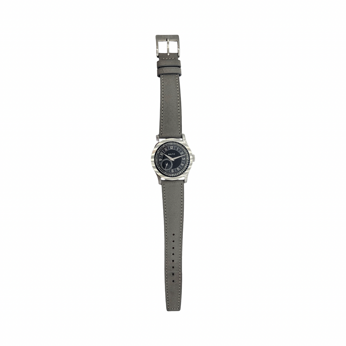 Baltic Mr Roulette Black Dial 36mm Automatic Stitched Light Grey Leather Strap