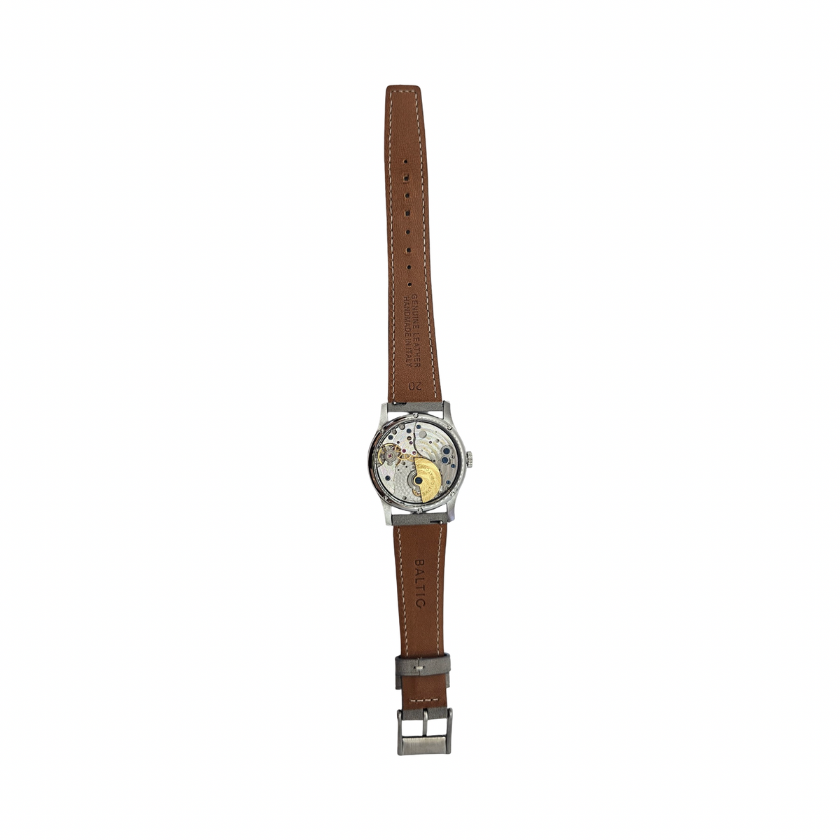 Baltic Mr Roulette Black Dial 36mm Automatic Stitched Light Grey Leather Strap