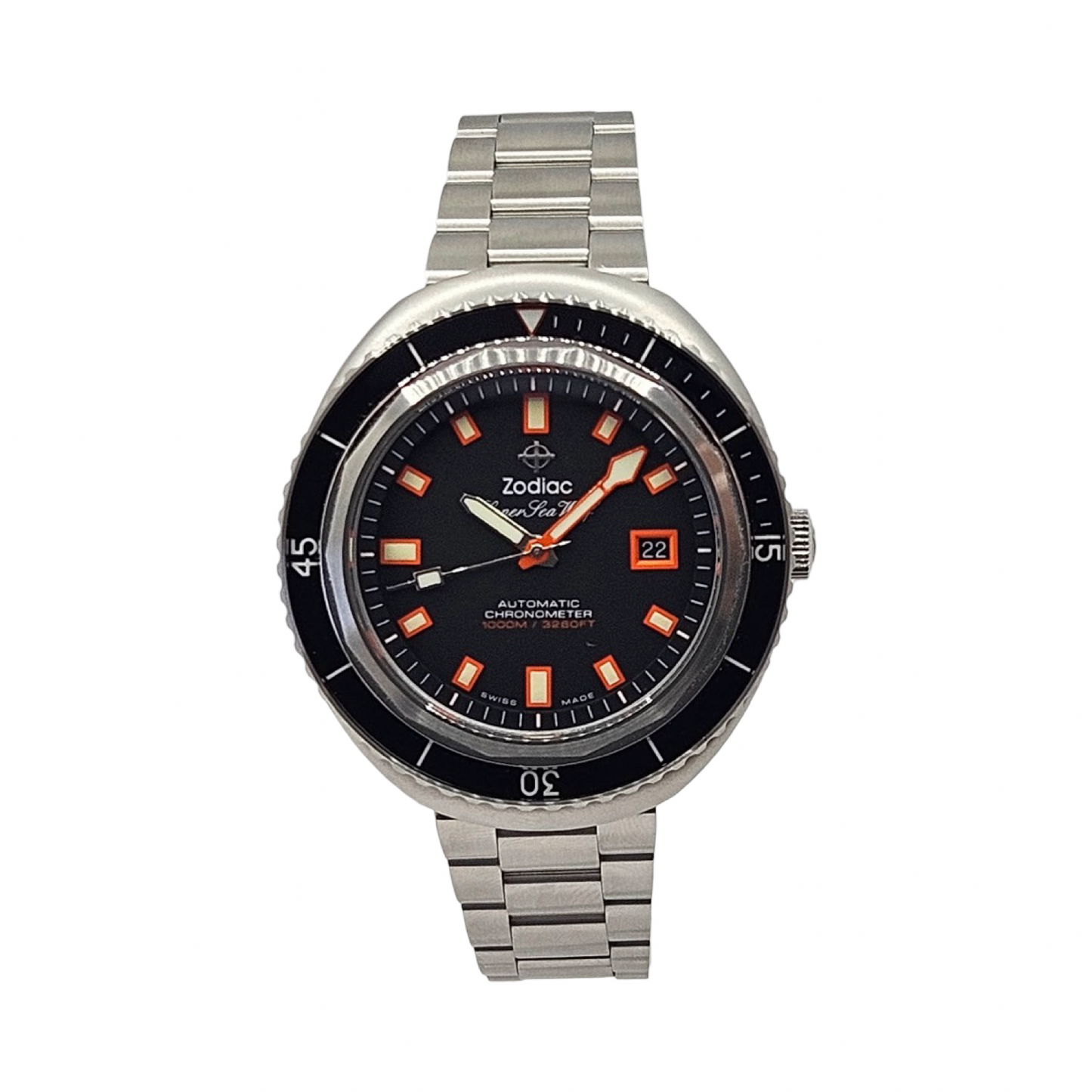 Zodiac Super Sea Wolf 68 Saturation 1000M Diver 44mm Automatic Chronometer Black Dial Steel Z09509