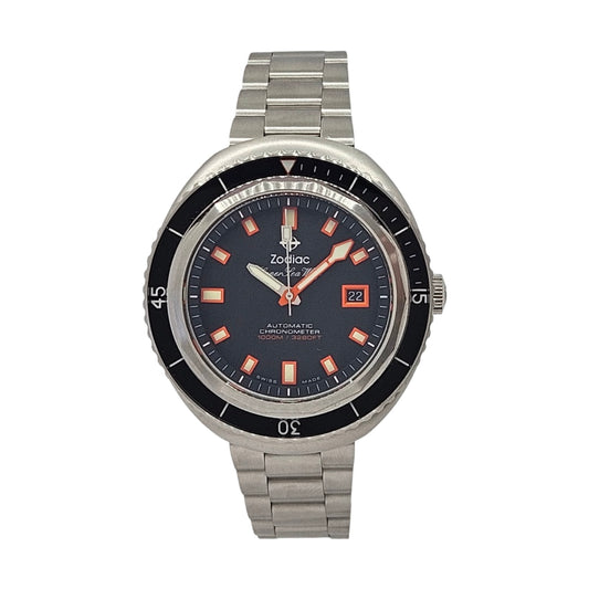 Zodiac Super Sea Wolf 68 Saturation 1000M Diver 44mm Automatic Chronometer Black Dial Steel Z09509
