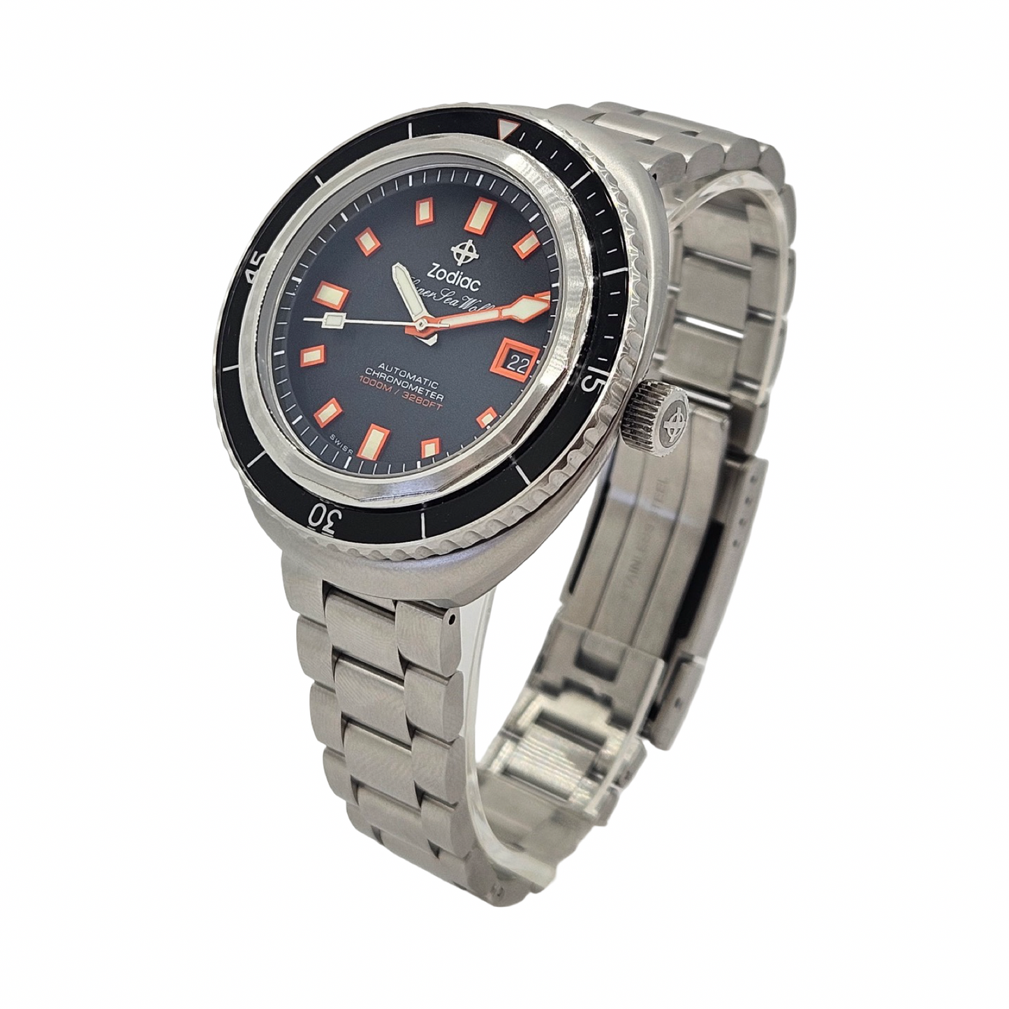 Zodiac Super Sea Wolf 68 Saturation 1000M Diver 44mm Automatic Chronometer Black Dial Steel Z09509