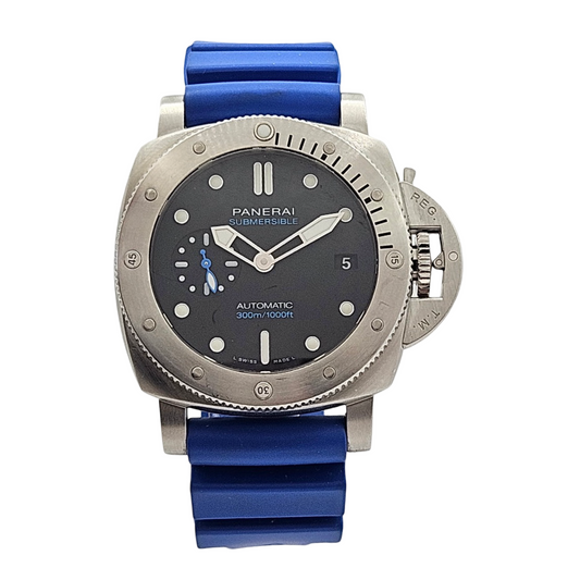 Panerai Submersible 42mm Automatic Black Dial Blue Rubber Strap PAM02973/ OP7291