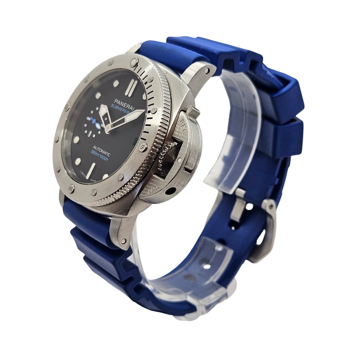 Panerai Submersible 42mm Automatic Black Dial Blue Rubber Strap PAM02973/ OP7291
