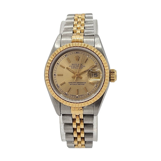 Rolex Datejust 26mm 18K Gold and Steel Champagne Stick with Small Roman Dial Jubilee Bracelet 79173