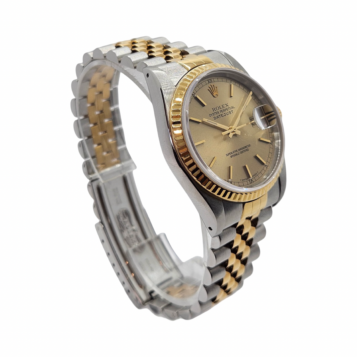 Rolex Datejust 36mm 18K Gold and Steel Champagne Stick with Small Roman Dial Jubilee Bracelet 16233 C.1987