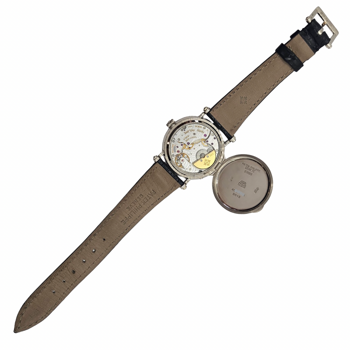 Patek Philippe Complications Moonphase "Age of the Moon" Officer's Watch 18K White Gold Automatic 5015G
