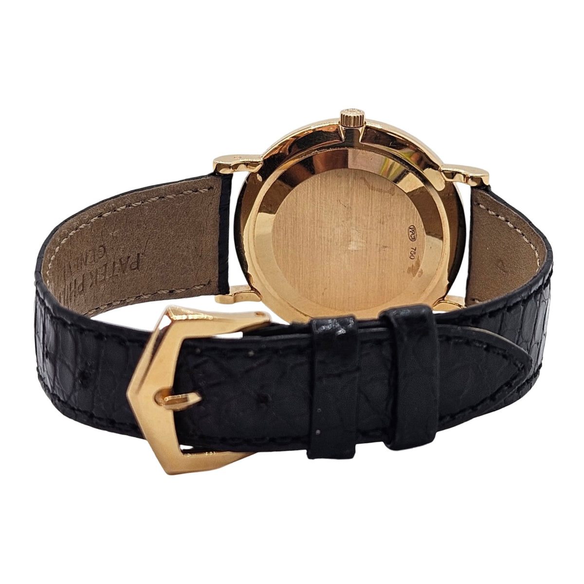 Patek Philippe Calatrava 18K Yellow Gold Manual Wind White Dial 33mm Black Strap Ref.5022