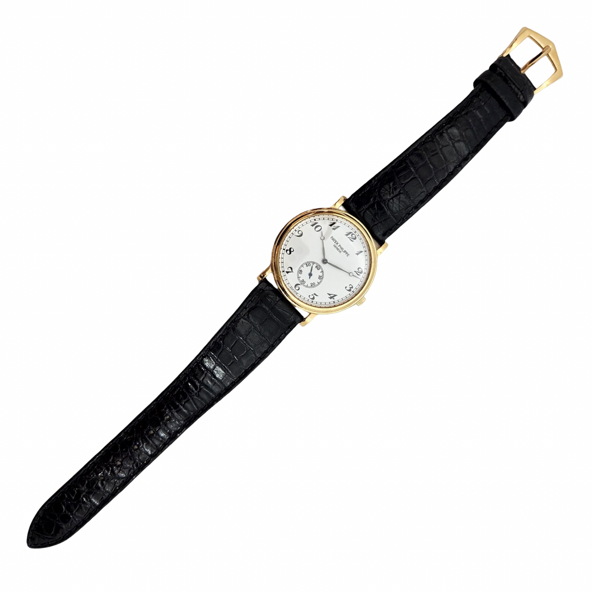 Patek Philippe Calatrava 18K Yellow Gold Manual Wind White Dial 33mm Black Strap Ref.5022