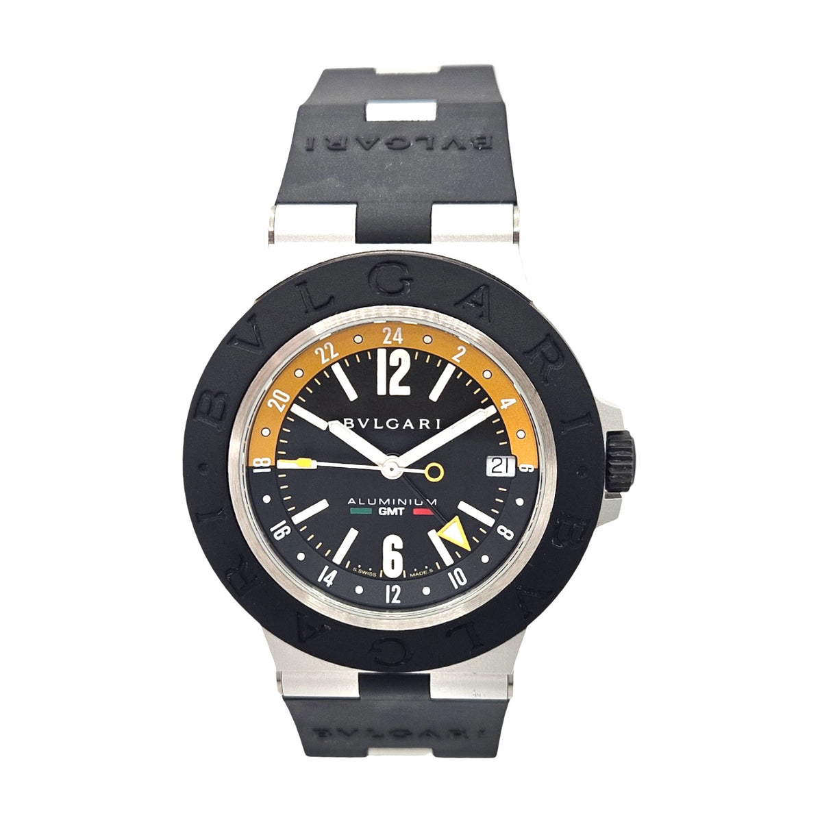 Bulgari Aluminum Automatic GMT 40mm Amerigo Vespucci Limited Edition Black Rubber Strap Ref.103702