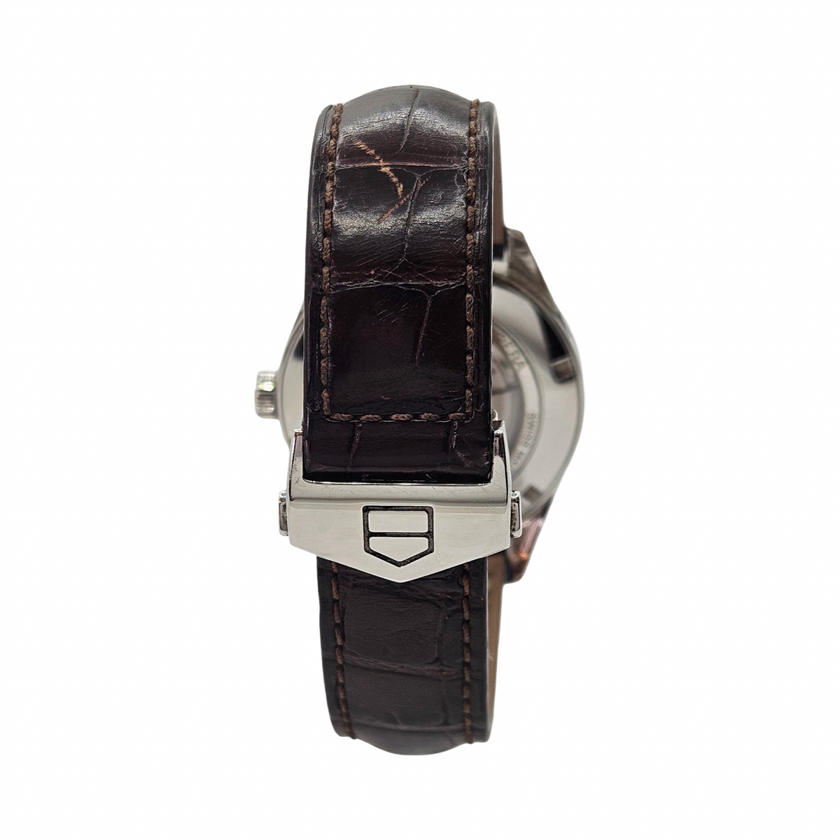 TAG Heuer Carrera 41mm Automatic Caliber 5 Day Date Stainless Steel Silver Dial Brown Alligator WAR201B.FC6291