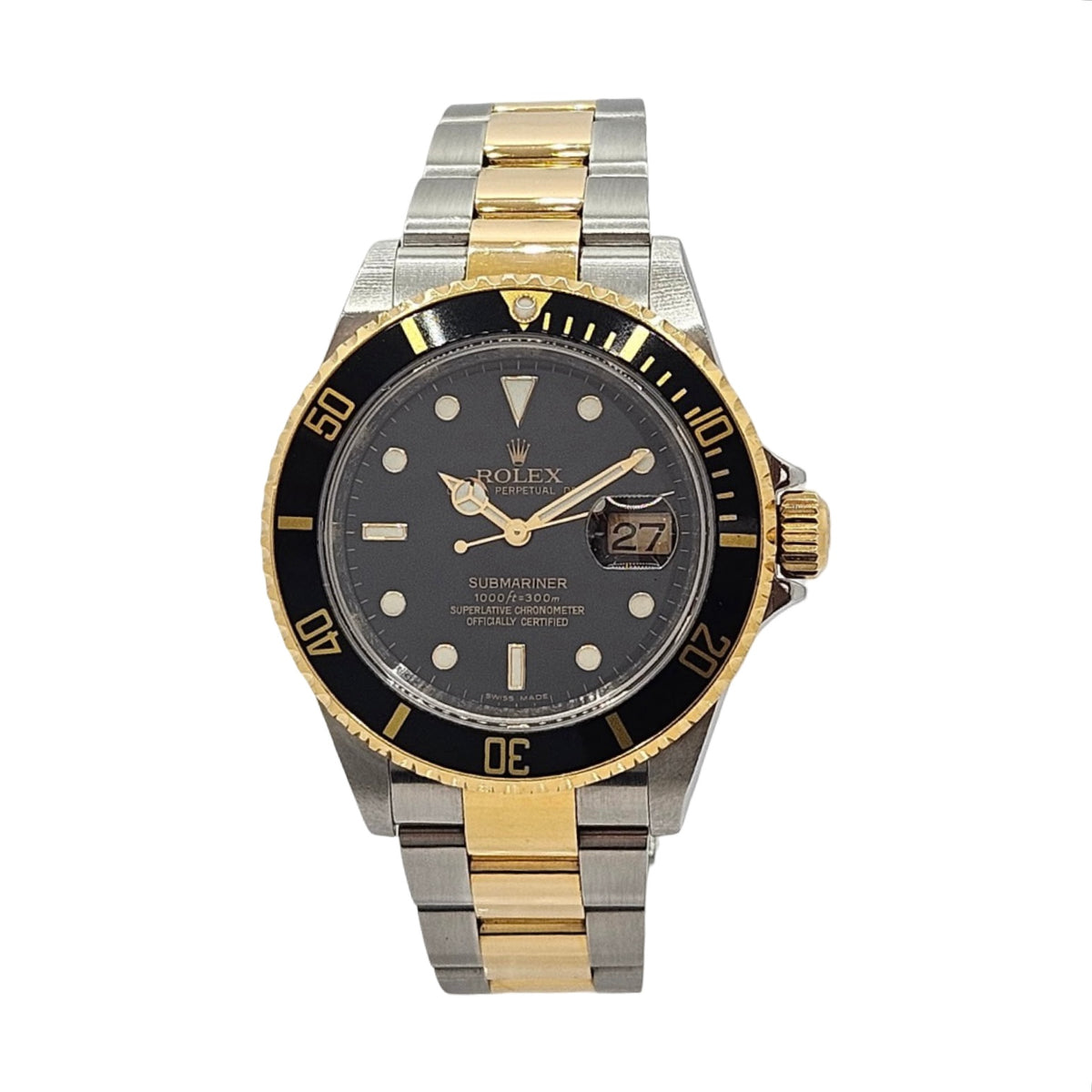 Rolex Submariner Date 40 18K Yellow Gold and Steel Black Dial Black Bezel Oyster Bracelet Ref.16613N C.2008