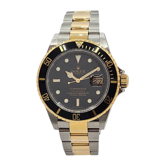 Rolex Submariner Date 40 18K Yellow Gold and Steel Black Dial Black Bezel Oyster Bracelet Ref.16613N C.2008