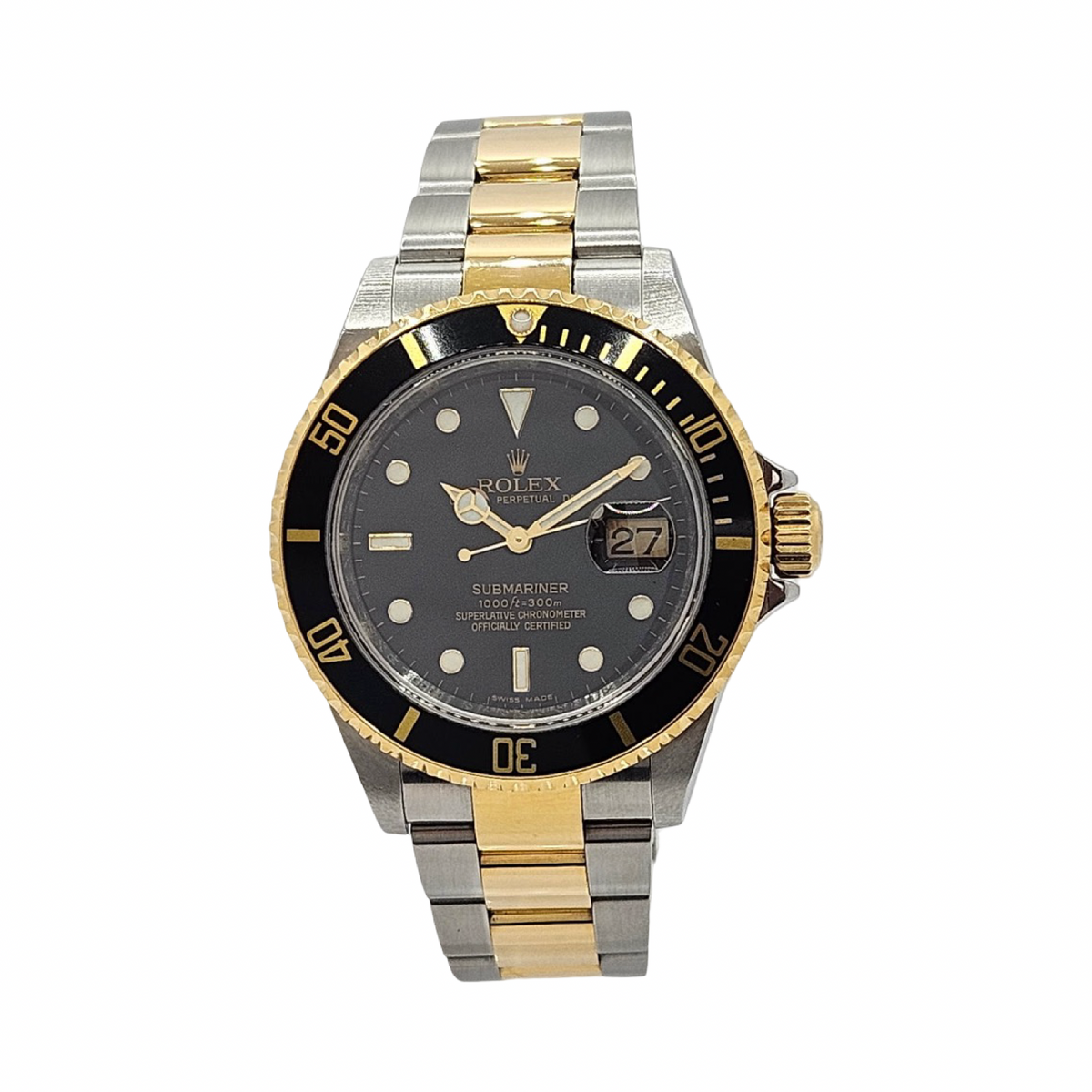 Rolex Submariner Date 40 18K Yellow Gold and Steel Black Dial Black Bezel Oyster Bracelet Ref.16613N C.2008