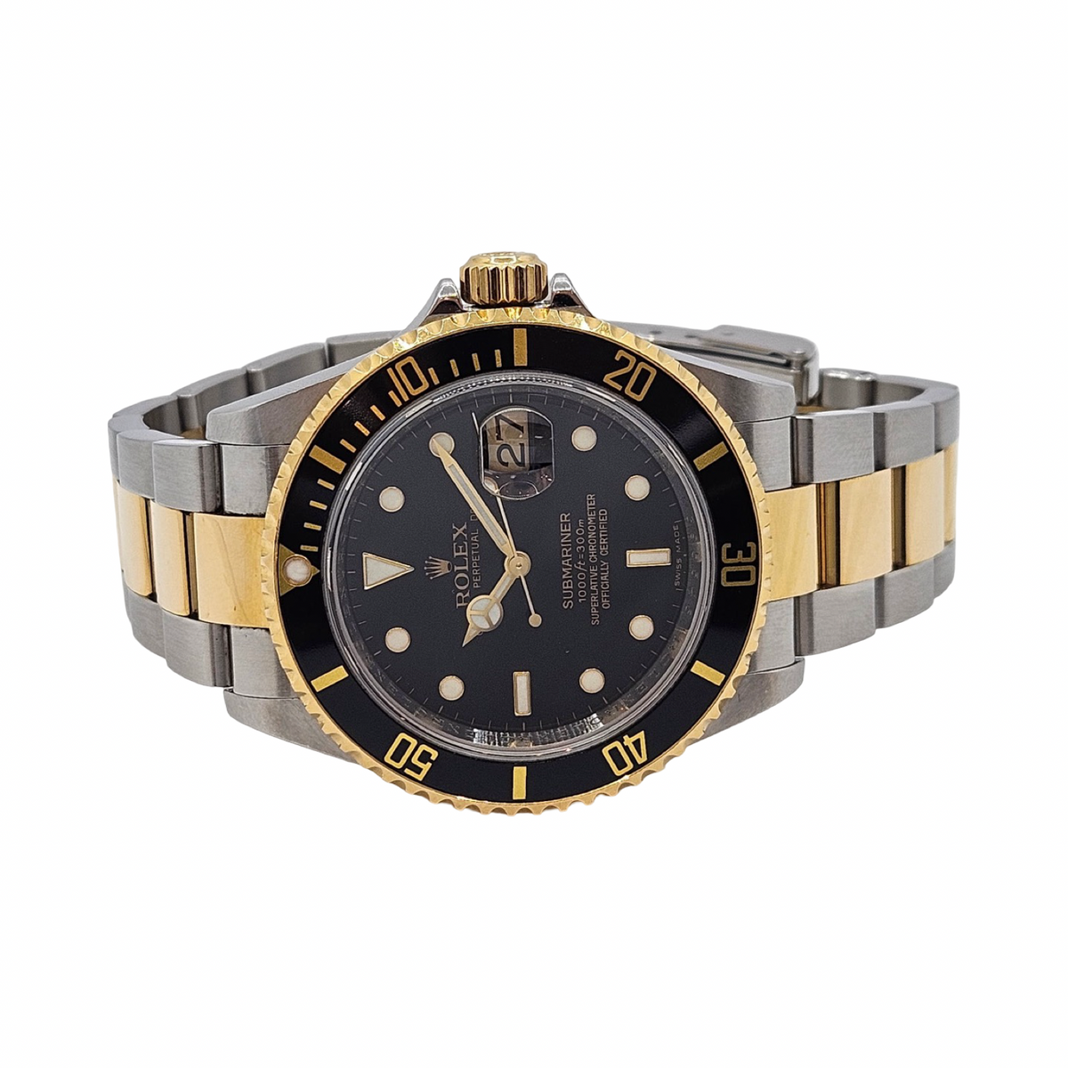Rolex Submariner Date 40 18K Yellow Gold and Steel Black Dial Black Bezel Oyster Bracelet Ref.16613N C.2008