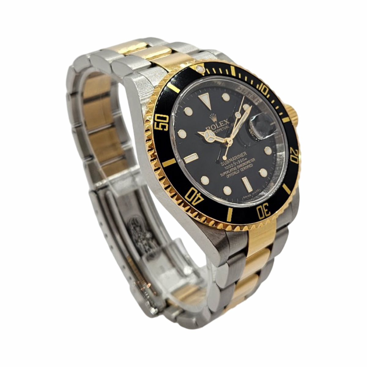 Rolex Submariner Date 40 18K Yellow Gold and Steel Black Dial Black Bezel Oyster Bracelet Ref.16613N C.2008
