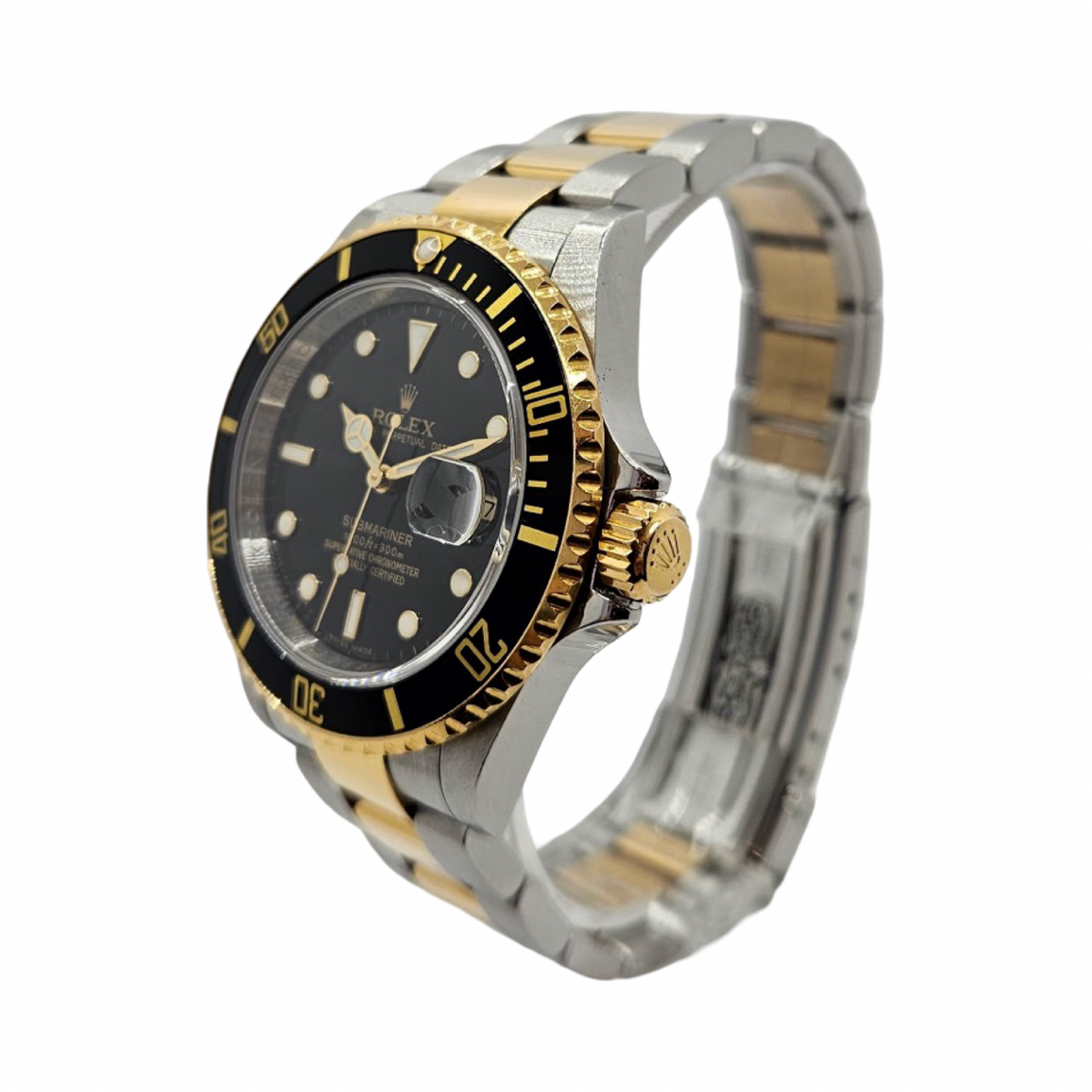 Rolex Submariner Date 40 18K Yellow Gold and Steel Black Dial Black Bezel Oyster Bracelet Ref.16613N C.2008