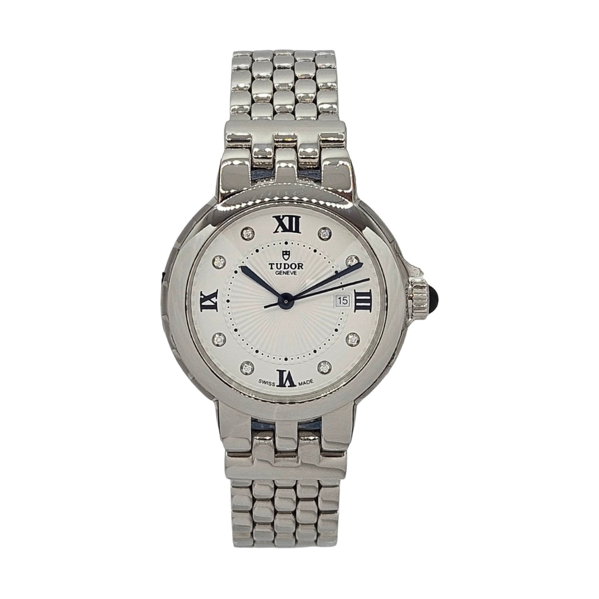 Tudor Claire De Rose 30mm Automatic 8 Diamonds Silver Opaline Dial Steel Case and Bracelet M35500-0004