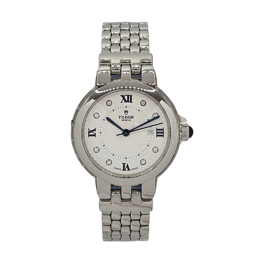 Tudor Claire De Rose 30mm Automatic 8 Diamonds Silver Opaline Dial Steel Case and Bracelet M35500-0004