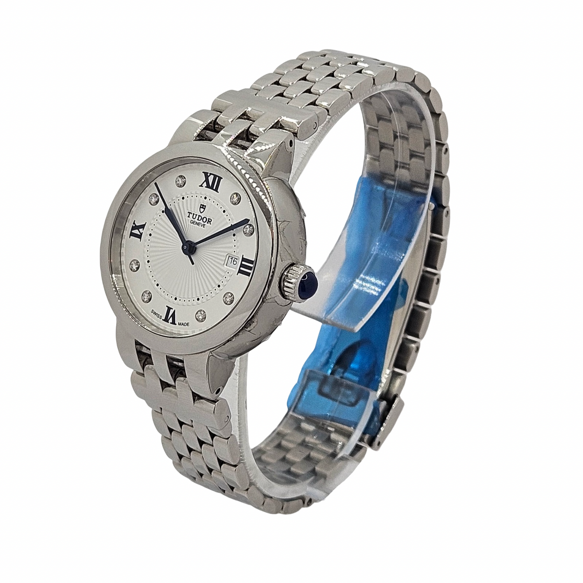 Tudor Claire De Rose 30mm Automatic 8 Diamonds Silver Opaline Dial Steel Case and Bracelet M35500-0004