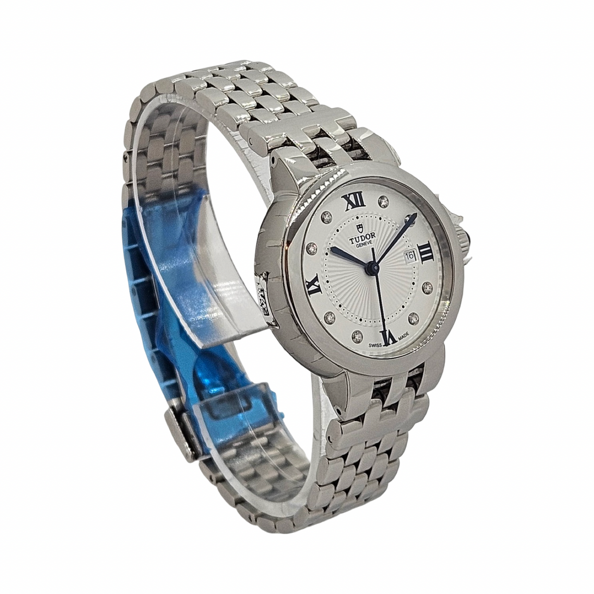 Tudor Claire De Rose 30mm Automatic 8 Diamonds Silver Opaline Dial Steel Case and Bracelet M35500-0004